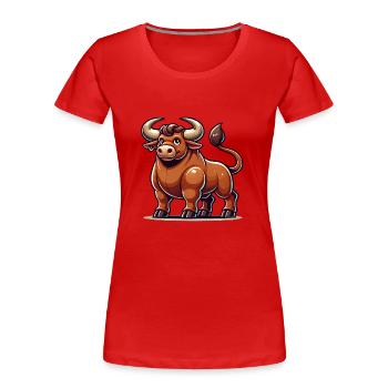 Stier Comic - Frauen Premium Bio T-Shirt - Rot - Vorne - Mia (176cm)