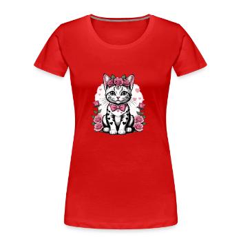 Chat doux Chat doux Mariage Mariage Mariage Mariage Mariage - T-shirt bio Premium Femme - rouge - Devant - Mia (176cm)