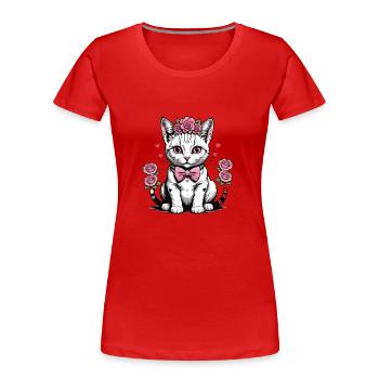 Chat doux Chat doux Mariage Mariage Mariage Mariage Mariage - T-shirt bio Premium Femme - rouge - Devant - Mia (176cm)