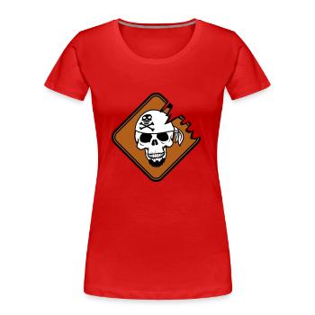 Bouclier de pirate Crâne de squelette Crâne Avertissement - T-shirt bio Premium Femme - rouge - Devant - Mia (176cm)