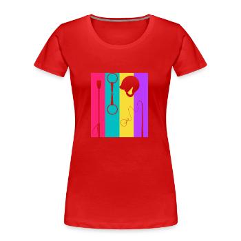 Retro Pferd Dressur - Reiten Geschenkidee - Frauen Premium Bio T-Shirt - Rot - Vorne - Mia (176cm)