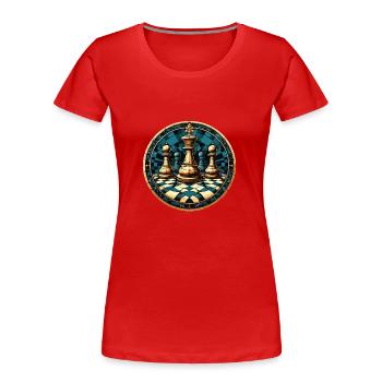Schach Kreis Brett - Frauen Premium Bio T-Shirt - Rot - Vorne - Mia (176cm)