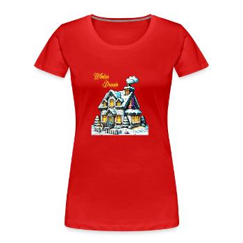 Maison de rêve d’hiver - T-shirt bio Premium Femme - rouge - Devant - Mia (176cm)