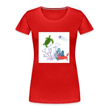 Récif corallien - T-shirt bio Premium Femme - rouge - Devant - Mia (176cm)