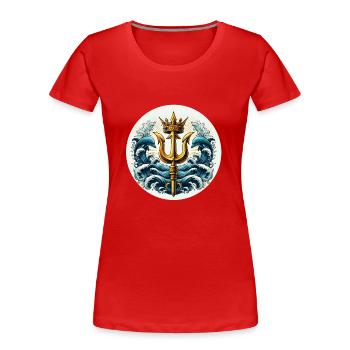 Dreizack Symbol - Frauen Premium Bio T-Shirt - Rot - Vorne - Mia (176cm)