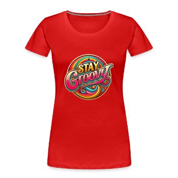70s Groove - Frauen Premium Bio T-Shirt - Rot - Vorne - Mia (176cm)