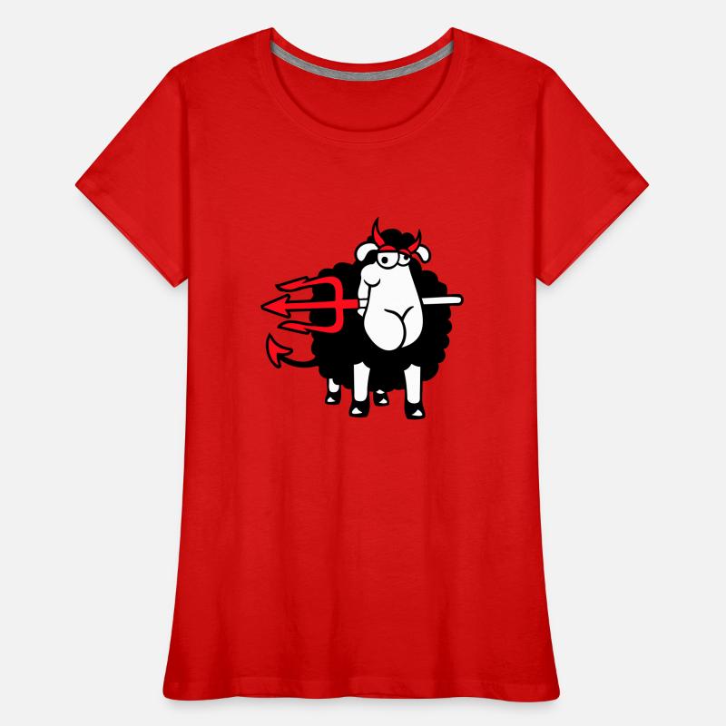 Mouton Diable Satan Enfer Mal Trident Cornes Cool T-shirt bio Premium Femme