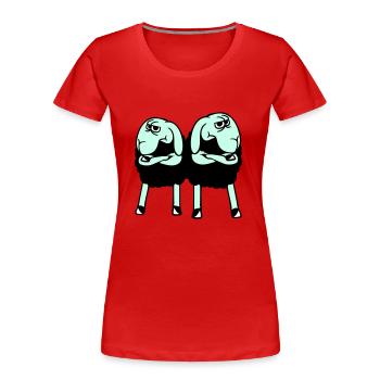 2 moutons bras croisés Équipe d’amis offensés - T-shirt bio Premium Femme - rouge - Devant - Mia (176cm)
