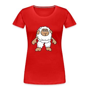 Schaf Steht Cool Gelangweilt Müde Cartoon Comic - Frauen Premium Bio T-Shirt - Rot - Vorne - Mia (176cm)