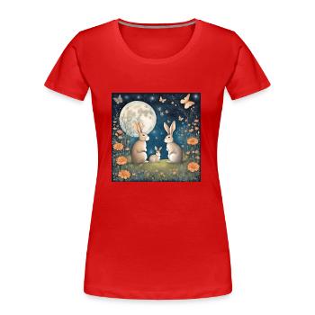 Rabbit - Frauen Premium Bio T-Shirt - Rot - Vorne - Mia (176cm)