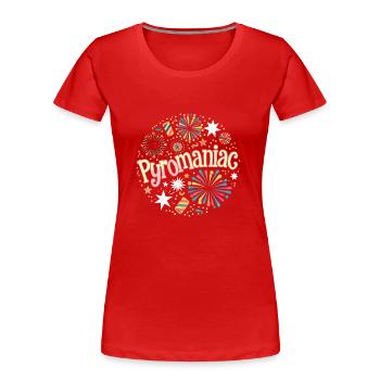 Pyrotechnie Feu d’artifice Feu d’artifice Nouvel An - T-shirt bio Premium Femme - rouge - Devant - Mia (176cm)