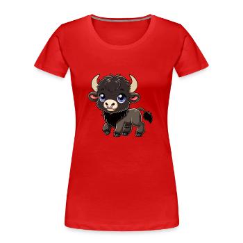 Enfant bison - T-shirt bio Premium Femme - rouge - Devant - Mia (176cm)