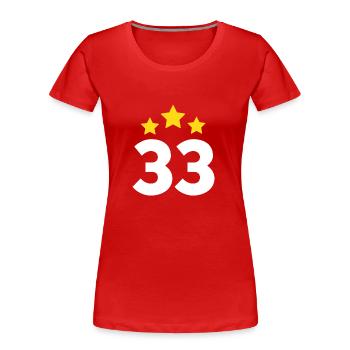 33 Jahre Stern - Geschenk zum 33. Jubiläum - Frauen Premium Bio T-Shirt - Rot - Vorne - Mia (176cm)