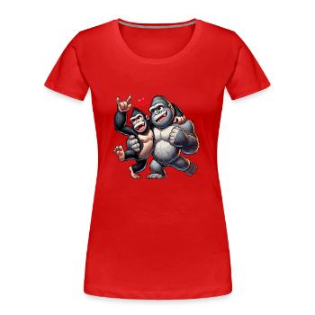 Couple de gorilles - T-shirt bio Premium Femme - rouge - Devant - Mia (176cm)