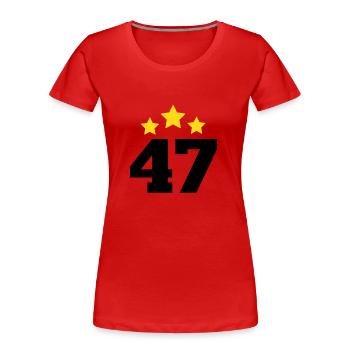 47 ans étoile - cadeau 47e anniversaire - T-shirt bio Premium Femme - rouge - Devant - Mia (176cm)