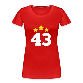 43 ans étoile - cadeau 43e anniversaire - T-shirt bio Premium Femme - rouge - Devant - Mia (176cm)