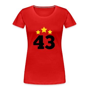 43 ans étoile - cadeau 43e anniversaire - T-shirt bio Premium Femme - rouge - Devant - Mia (176cm)