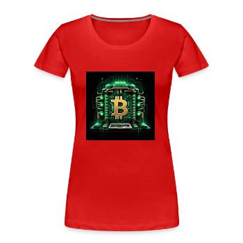 Bitcoin Crypto Crypto à la lune Cadeau CPU - T-shirt bio Premium Femme - rouge - Devant - Mia (176cm)
