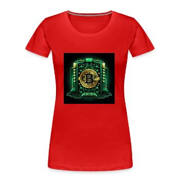 Bitcoin Crypto Crypto à la lune Cadeau CPU - T-shirt bio Premium Femme - rouge - Devant - Mia (176cm)