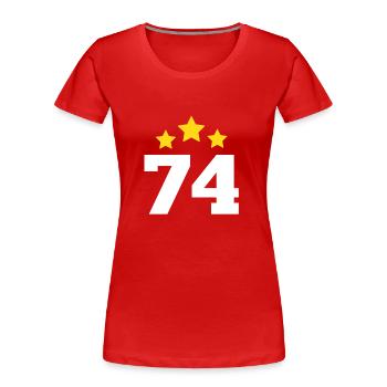 74 ans étoile - cadeau 74e anniversaire - T-shirt bio Premium Femme - rouge - Devant - Mia (176cm)