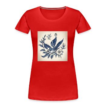 Tattoo of a swallow - Women's Premium Organic T-Shirt - red - Front - Mia (176cm)