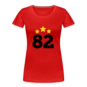 82 ans étoile - cadeau 82e anniversaire - T-shirt bio Premium Femme - rouge - Devant - Mia (176cm)