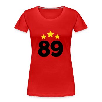 89 ans étoile - cadeau 89e anniversaire - T-shirt bio Premium Femme - rouge - Devant - Mia (176cm)