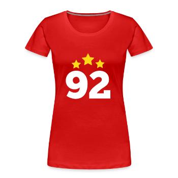 92 ans étoile - cadeau 92e anniversaire - T-shirt bio Premium Femme - rouge - Devant - Mia (176cm)