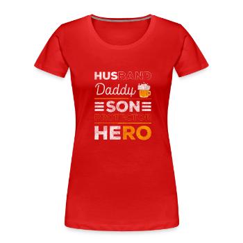 Cadeau d’anniversaire pour homme - T-shirt bio Premium Femme - rouge - Devant - Mia (176cm)