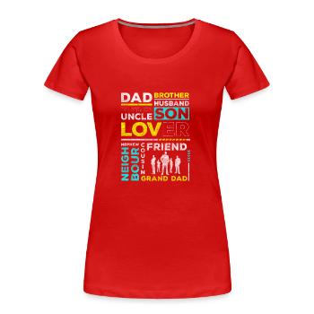 Journée Homme Buveur Boyfriend Novembre - T-shirt bio Premium Femme - rouge - Devant - Mia (176cm)