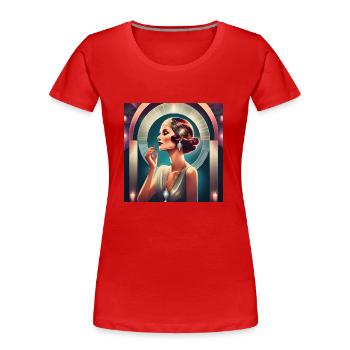 Eine traumhafte Art-Déco-Frau - Frauen Premium Bio T-Shirt - Rot - Vorne - Mia (176cm)