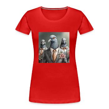 Tauben im Anzug - Frauen Premium Bio T-Shirt - Rot - Vorne - Mia (176cm)