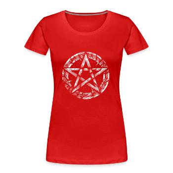 Zerrissenes Pentagramm Okkultes Zeichen - Frauen Premium Bio T-Shirt - Rot - Vorne - Mia (176cm)