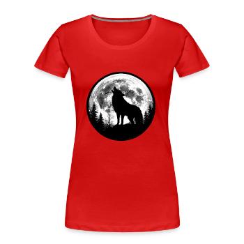 Heulender Wolf 3458646 - Frauen Premium Bio T-Shirt - Rot - Vorne - Mia (176cm)