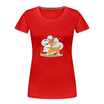 Chien mignon - T-shirt bio Premium Femme - rouge - Devant - Mia (176cm)