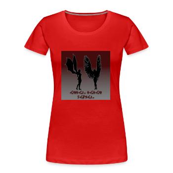 Engel gegen Teufel - Frauen Premium Bio T-Shirt - Rot - Vorne - Mia (176cm)