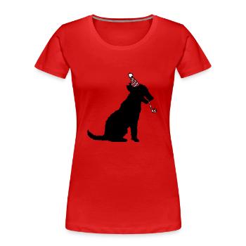 chien anniversaire réveillon nouvel an chapeau de fête célébrer crapaud - T-shirt bio Premium Femme - rouge - Devant - Mia (176cm)