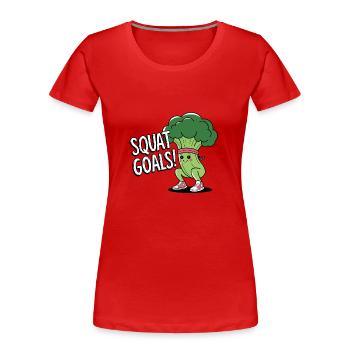 Kniebeugen-Ziele - Frauen Premium Bio T-Shirt - Rot - Vorne - Mia (176cm)