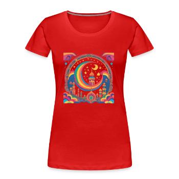 Ramadan Geschenk Eid Mubarak Islam Allah Muslim - Frauen Premium Bio T-Shirt - Rot - Vorne - Mia (176cm)