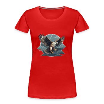 Habicht und Gewitterwolken - Frauen Premium Bio T-Shirt - Rot - Vorne - Mia (176cm)