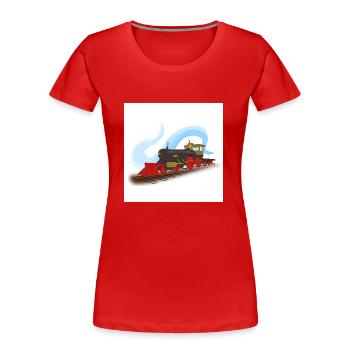 Locomotive à vapeur - T-shirt bio Premium Femme - rouge - Devant - Mia (176cm)