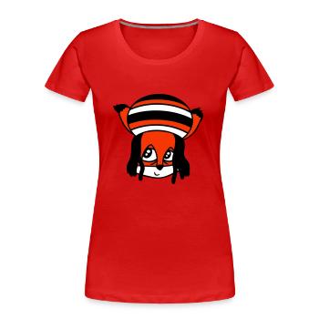 Fuchs Raggae Jamaika Hut Rasta Locken Chill Mütze - Frauen Premium Bio T-Shirt - Rot - Vorne - Mia (176cm)