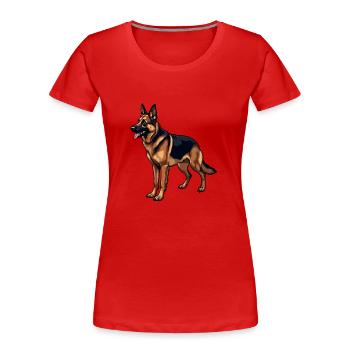 Deutscher Schäferhund German Shepherd dog Owczarek - T-shirt bio Premium Femme - rouge - Devant - Mia (176cm)