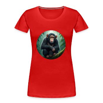 Chimpanzé sur une branche d’arbre - T-shirt bio Premium Femme - rouge - Devant - Mia (176cm)
