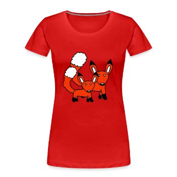 2 Foxes Mother Red Fox Little Child Father Mom - Women's Premium Organic T-Shirt - red - Front - Mia (176cm)
