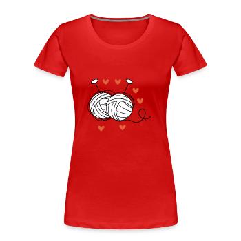 Stricken Stricken Häkeln Stricker - Frauen Premium Bio T-Shirt - Rot - Vorne - Mia (176cm)