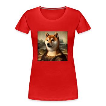 Shiba Inu Gioconda - T-shirt bio Premium Femme - rouge - Devant - Mia (176cm)