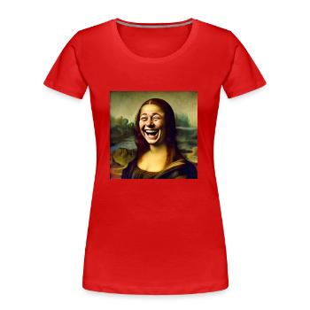 Mona Lisa rire - T-shirt bio Premium Femme - rouge - Devant - Mia (176cm)