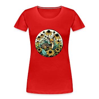 Fleurs de printemps Printemps Fauve Amoureux de la nature - T-shirt bio Premium Femme - rouge - Devant - Mia (176cm)