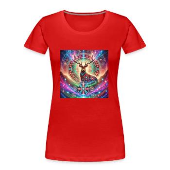 Krafttier Hirsch - Frauen Premium Bio T-Shirt - Rot - Vorne - Mia (176cm)